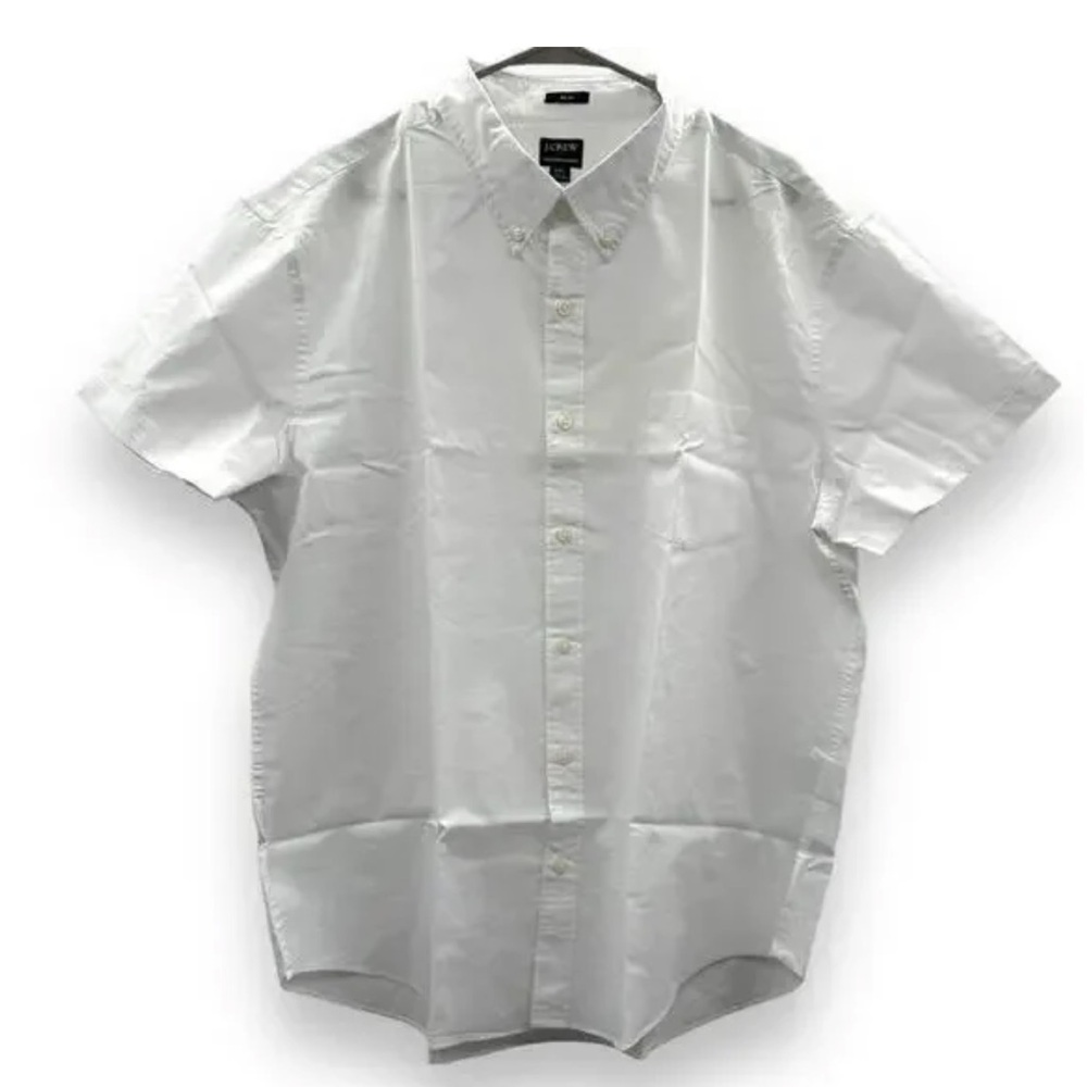 J. Crew Factory White Slim Short Sleeve Flex Performance Washed Shirt Sz XXL NEW